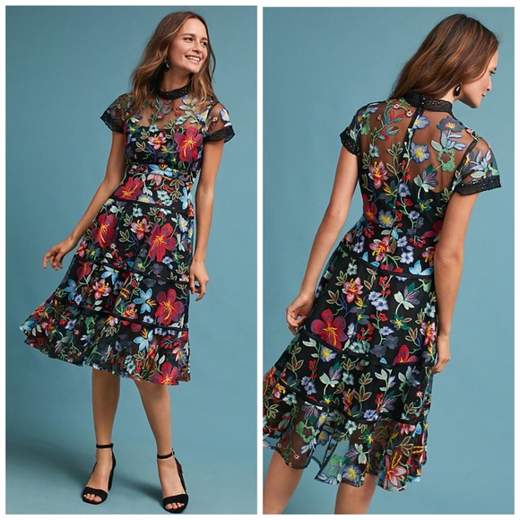 Anthropologie Vone Janine Embroidered Floral Dress - Picture 2 of 8